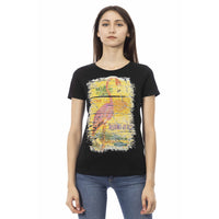 Trussardi Action Chic Black Round Neck Tee with Front Print