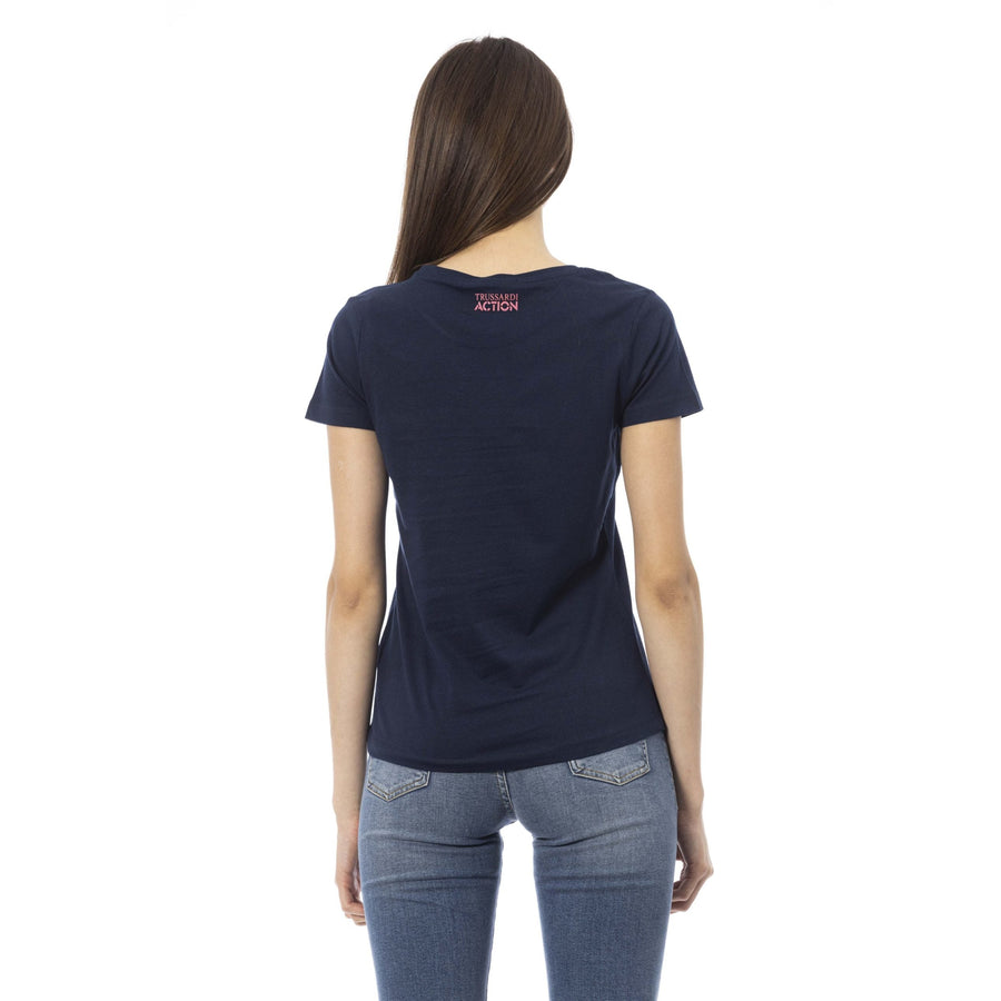 Trussardi Action Chic Blue Short Sleeve Round Neck Tee