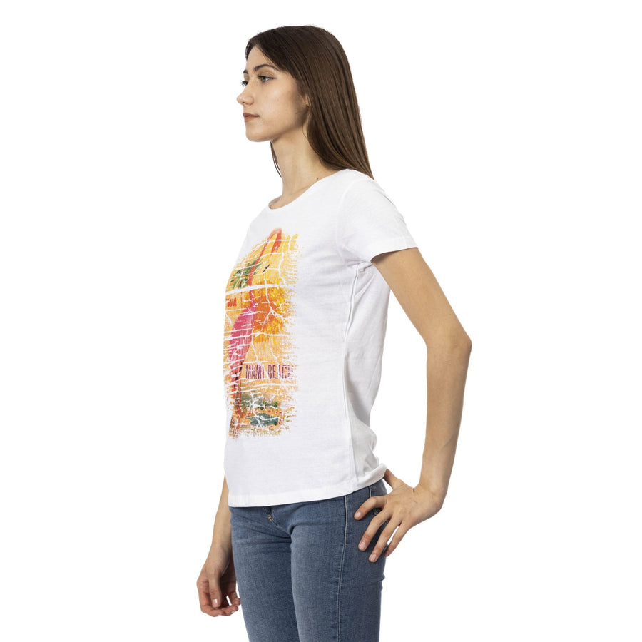 Trussardi Action Chic White Tee with Graphic Flair