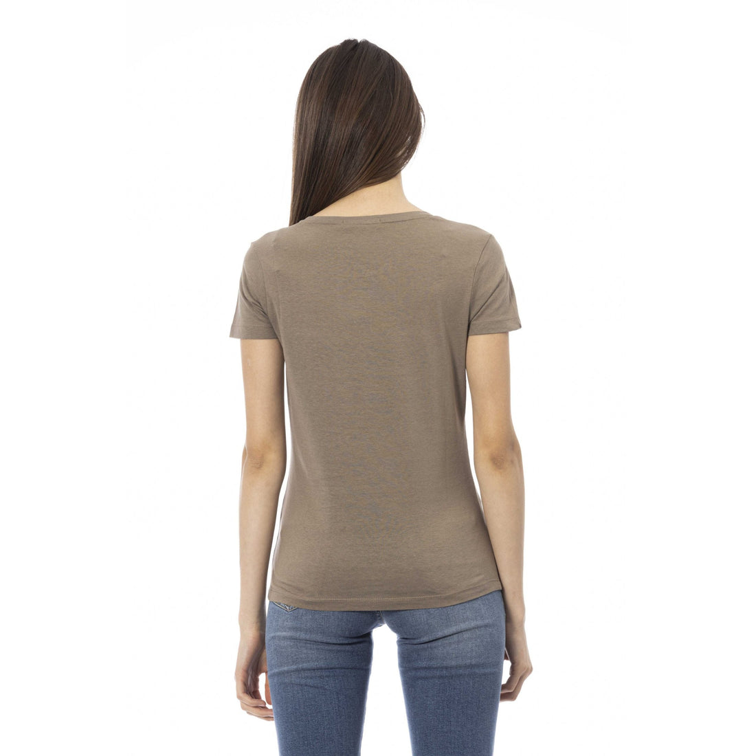 Trussardi Action Elegant Brown Tee with Chic Front Print