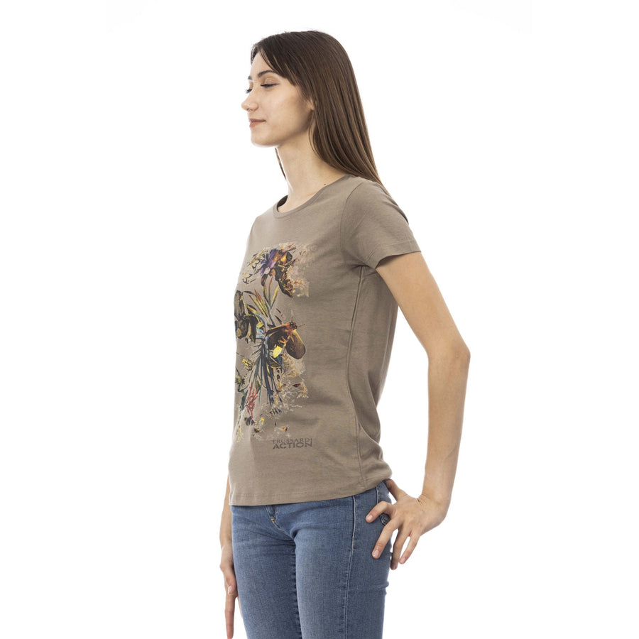 Trussardi Action Elegant Brown Tee with Chic Front Print