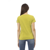 Trussardi Action Chic Green Tee with Artistic Front Print