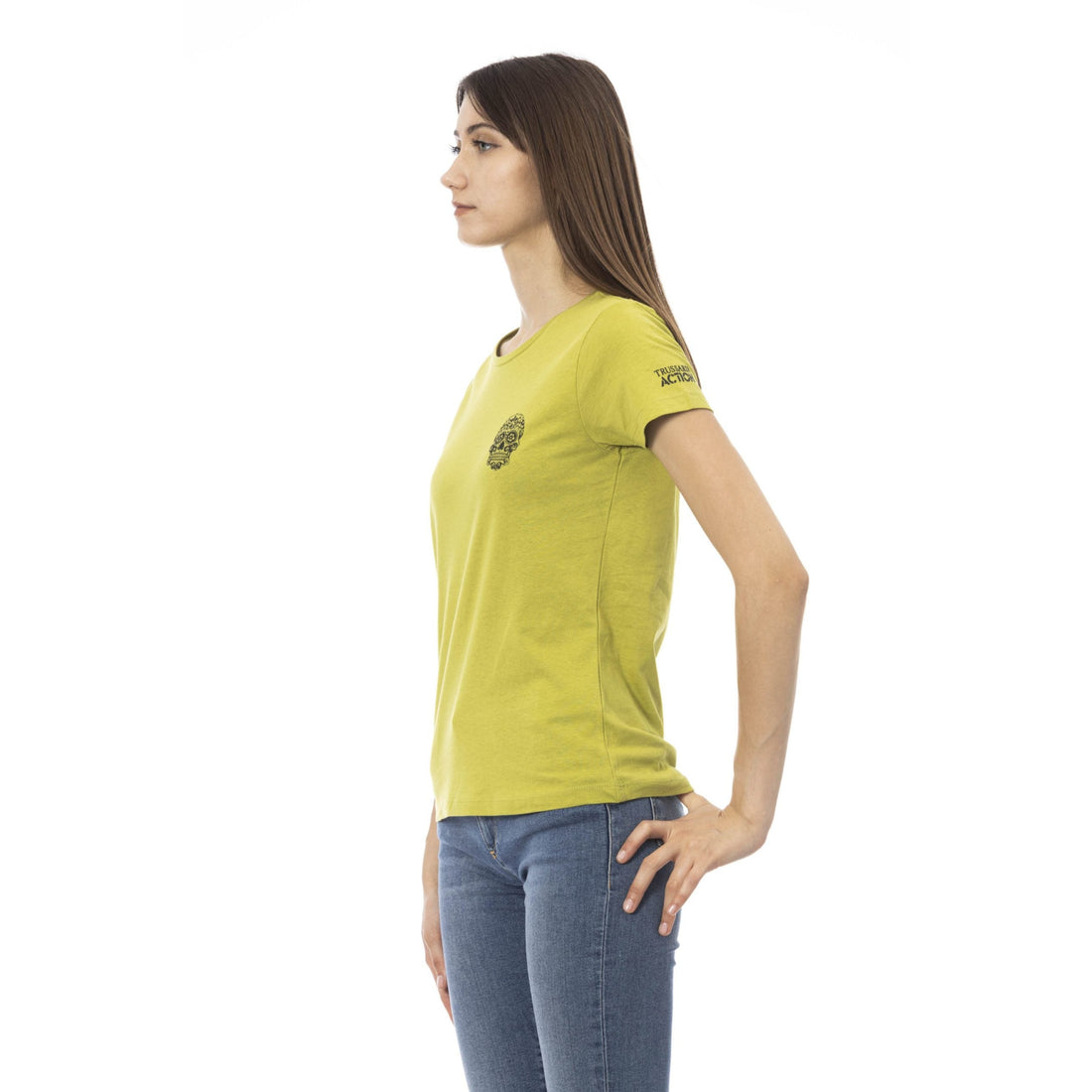 Trussardi Action Chic Green Tee with Artistic Front Print