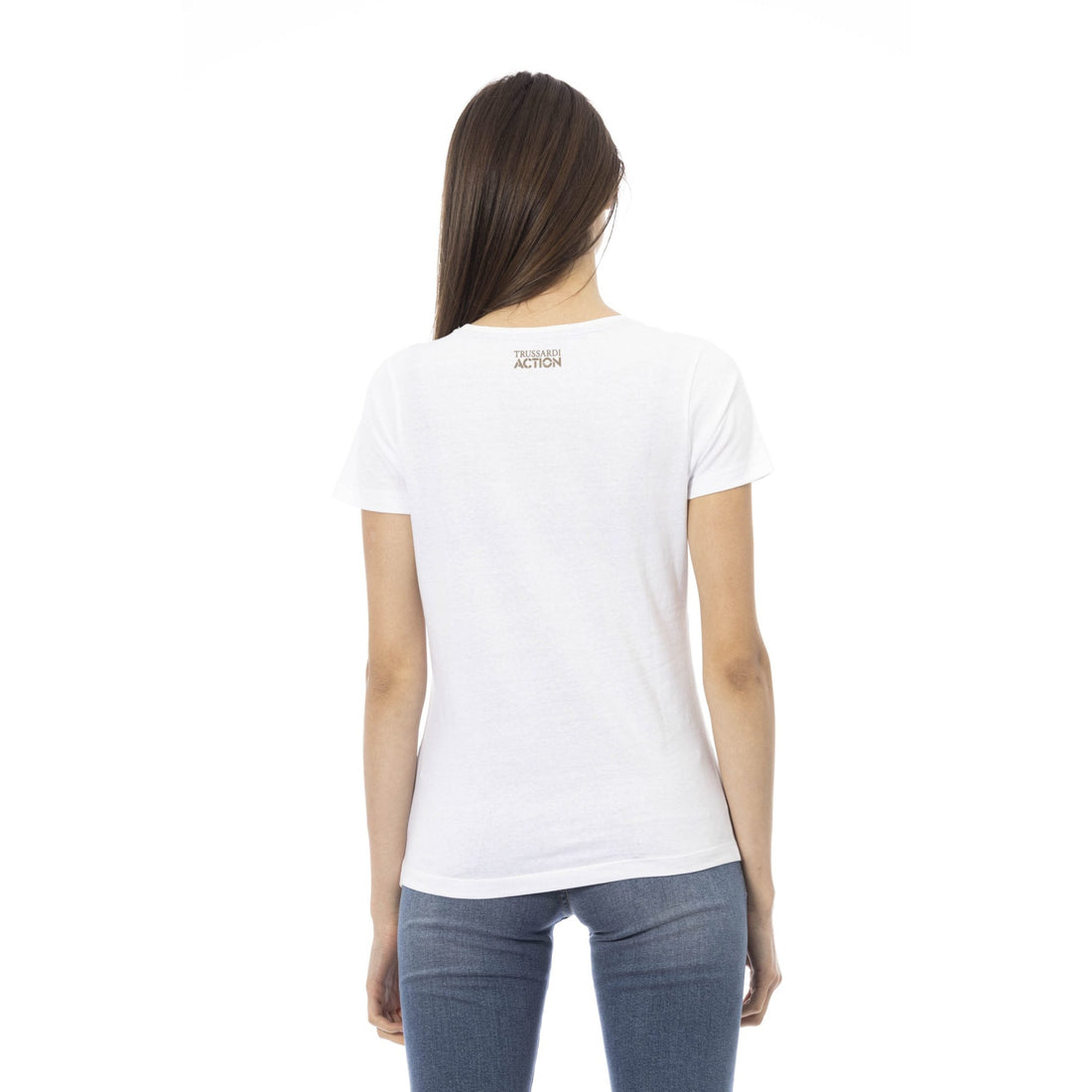 Trussardi Action Elegant White Tee with Chic Front Print