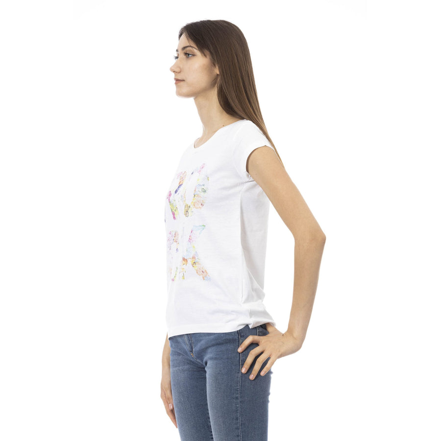 Trussardi Action Chic White Tee with Front Print Detail