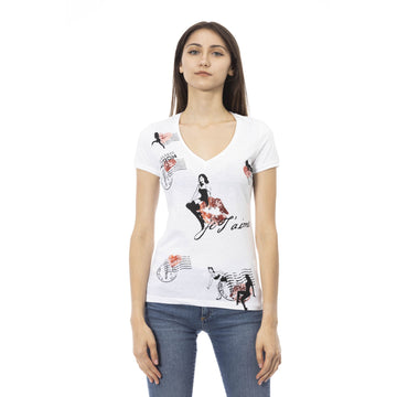 Trussardi Action Chic V-Neck Tee with Graphic Elegance