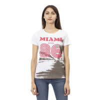 Trussardi Action Chic White Tee with Elegant Front Print