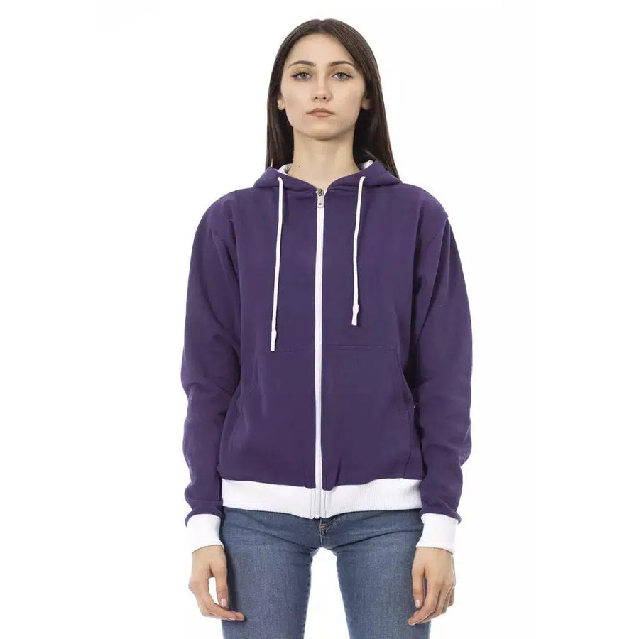 Baldinini Trend Chic Purple Cotton Hooded Sweater