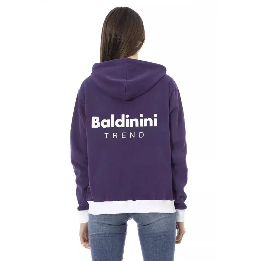 Baldinini Trend Chic Purple Cotton Hooded Sweater