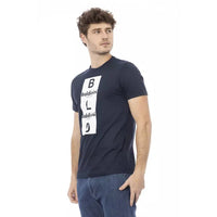 Baldinini Trend Sleek Blue Cotton Tee with Front Print