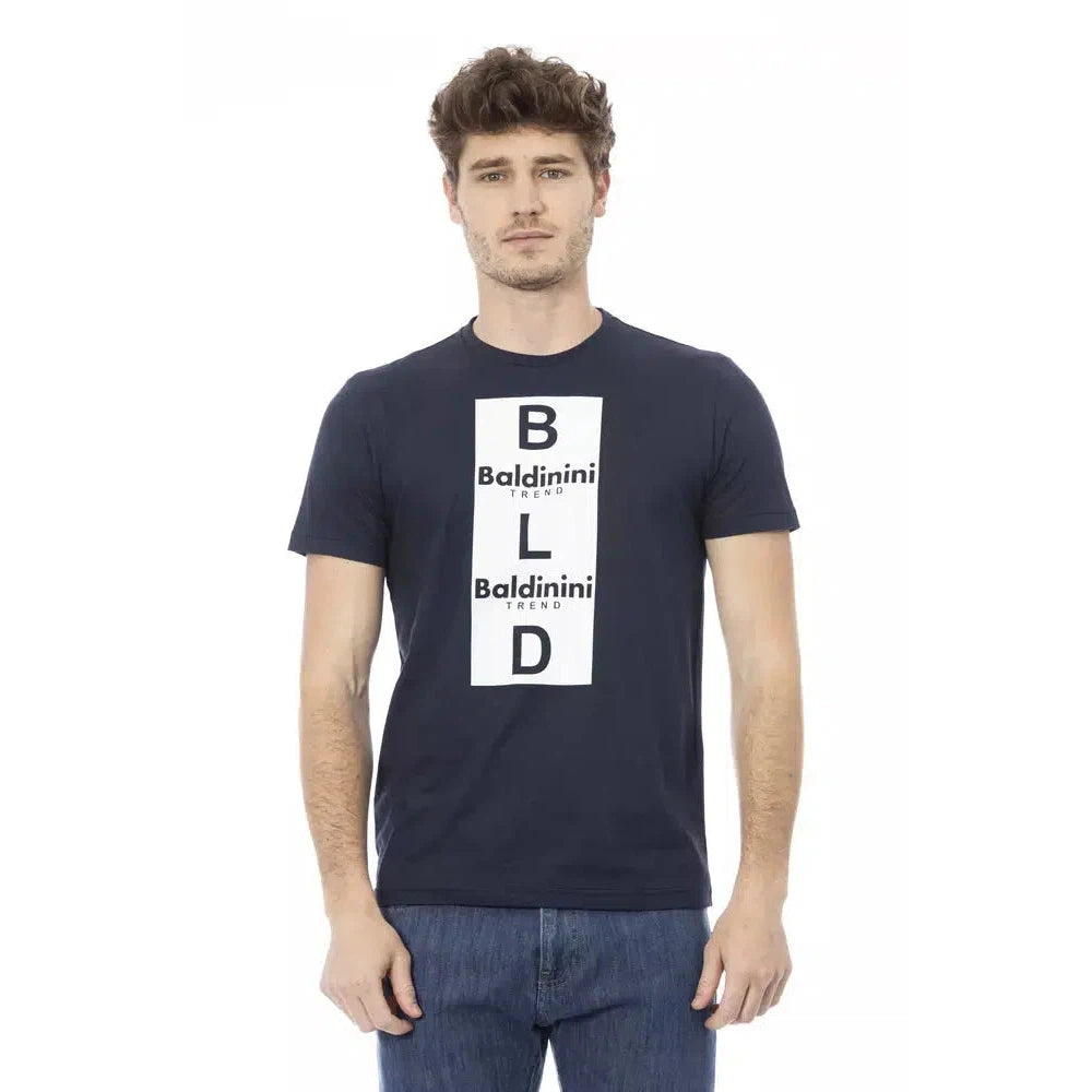 Baldinini Trend Sleek Blue Cotton Tee with Front Print