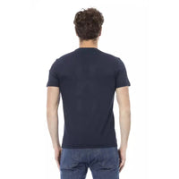 Baldinini Trend Sleek Blue Cotton Tee with Front Print