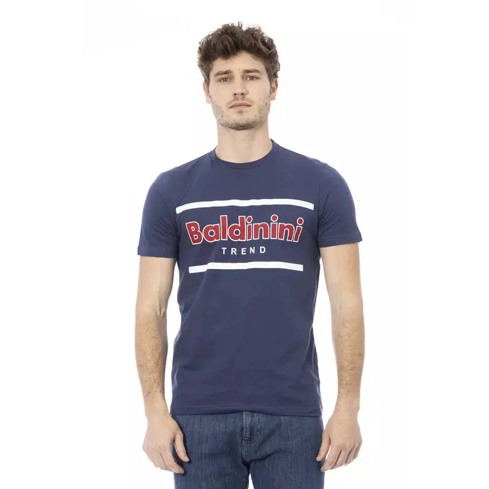 Baldinini Trend Chic Blue Cotton Tee with Front Print