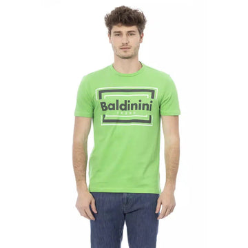 Baldinini Trend Green Cotton Tee with Chic Front Print