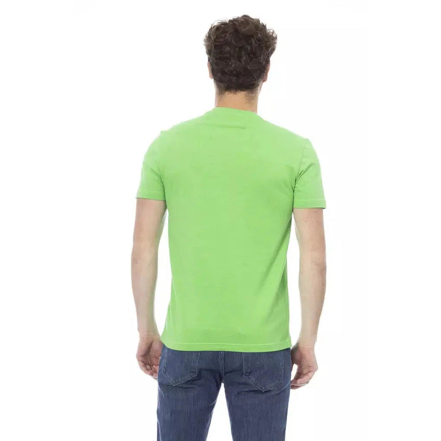 Baldinini Trend Green Cotton Tee with Chic Front Print