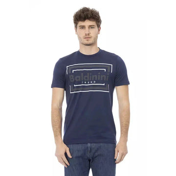 Baldinini Trend Chic Blue Cotton Tee with Front Print