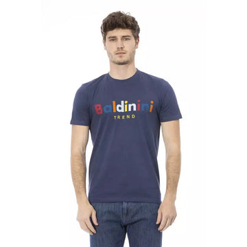 Baldinini Trend Elegant Blue Cotton Tee with Stylish Front Print