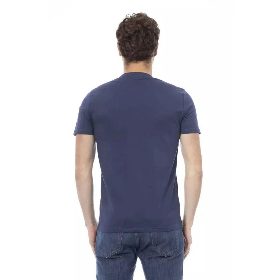 Baldinini Trend Elegant Blue Cotton Tee with Stylish Front Print