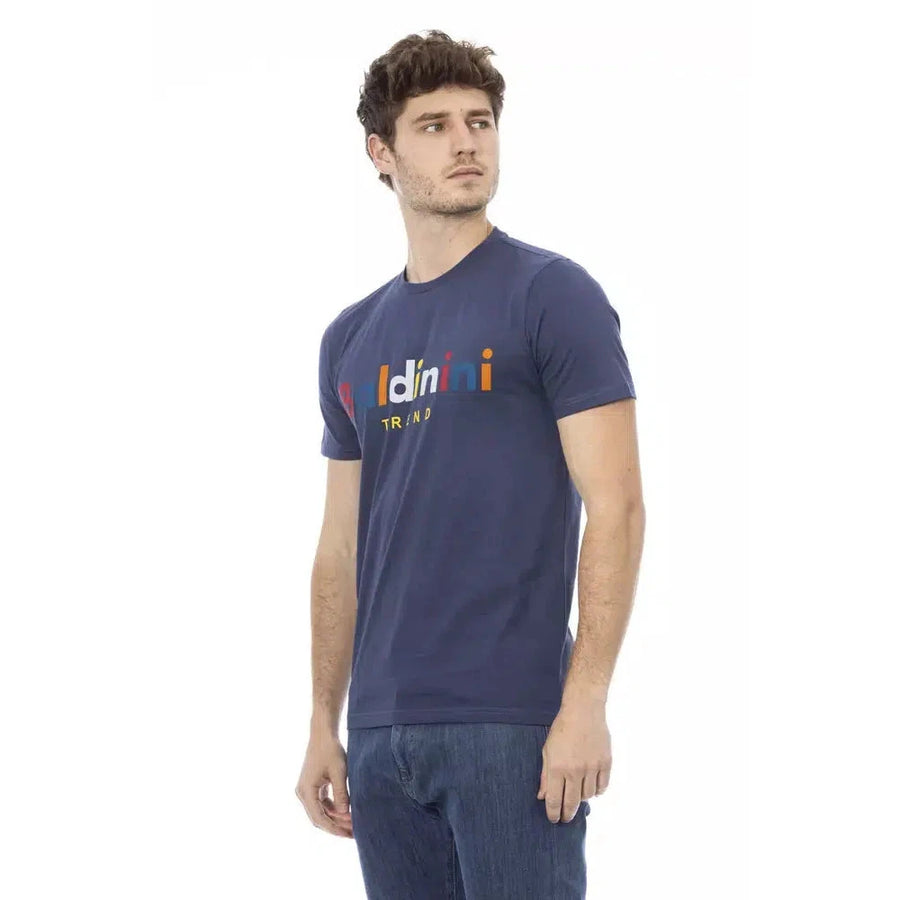 Baldinini Trend Elegant Blue Cotton Tee with Stylish Front Print