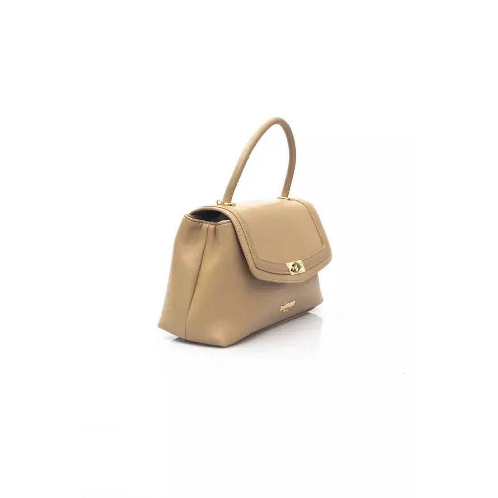 Baldinini Trend Chic Beige Shoulder Bag with Golden Accents