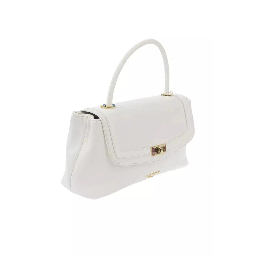 Baldinini Trend Chic White Shoulder Bag with Golden Accents