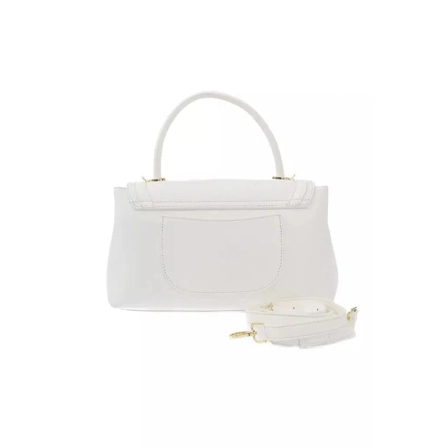 Baldinini Trend Chic White Shoulder Bag with Golden Accents