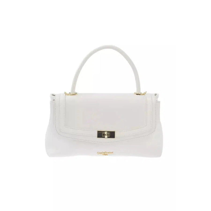 Baldinini Trend Chic White Shoulder Bag with Golden Accents