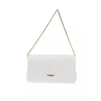 Baldinini Trend Elegant White Leather Shoulder Bag with Golden Accents