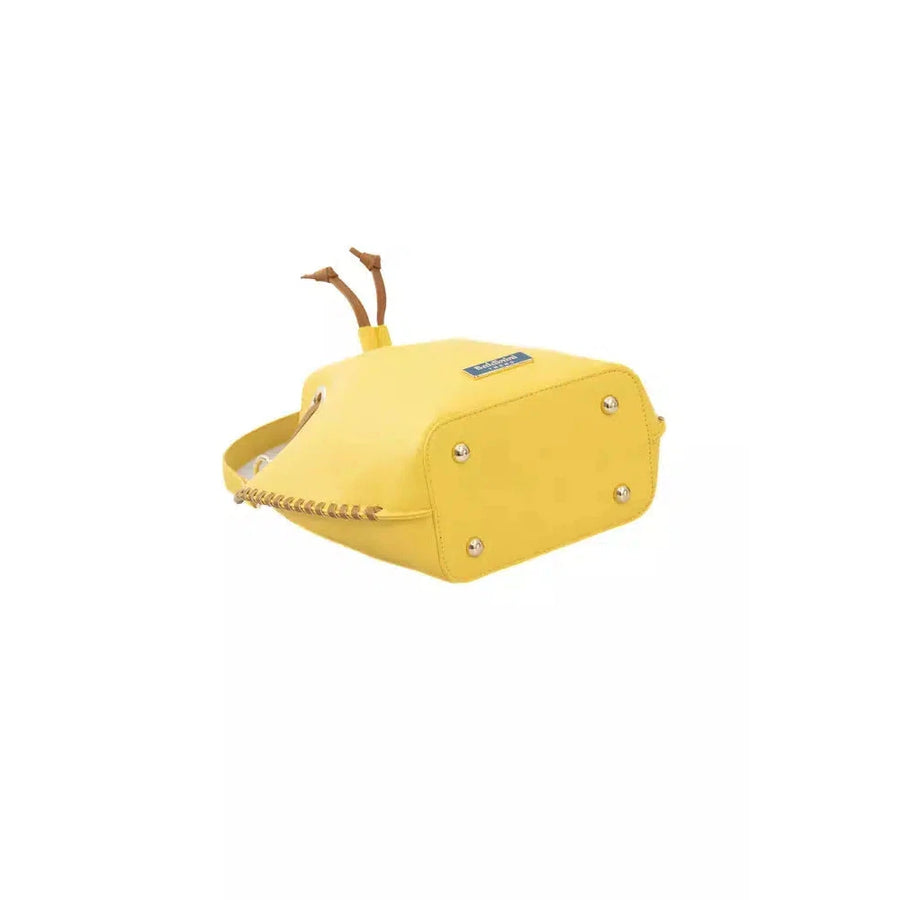 Baldinini Trend Golden Detail Yellow Shoulder Bag