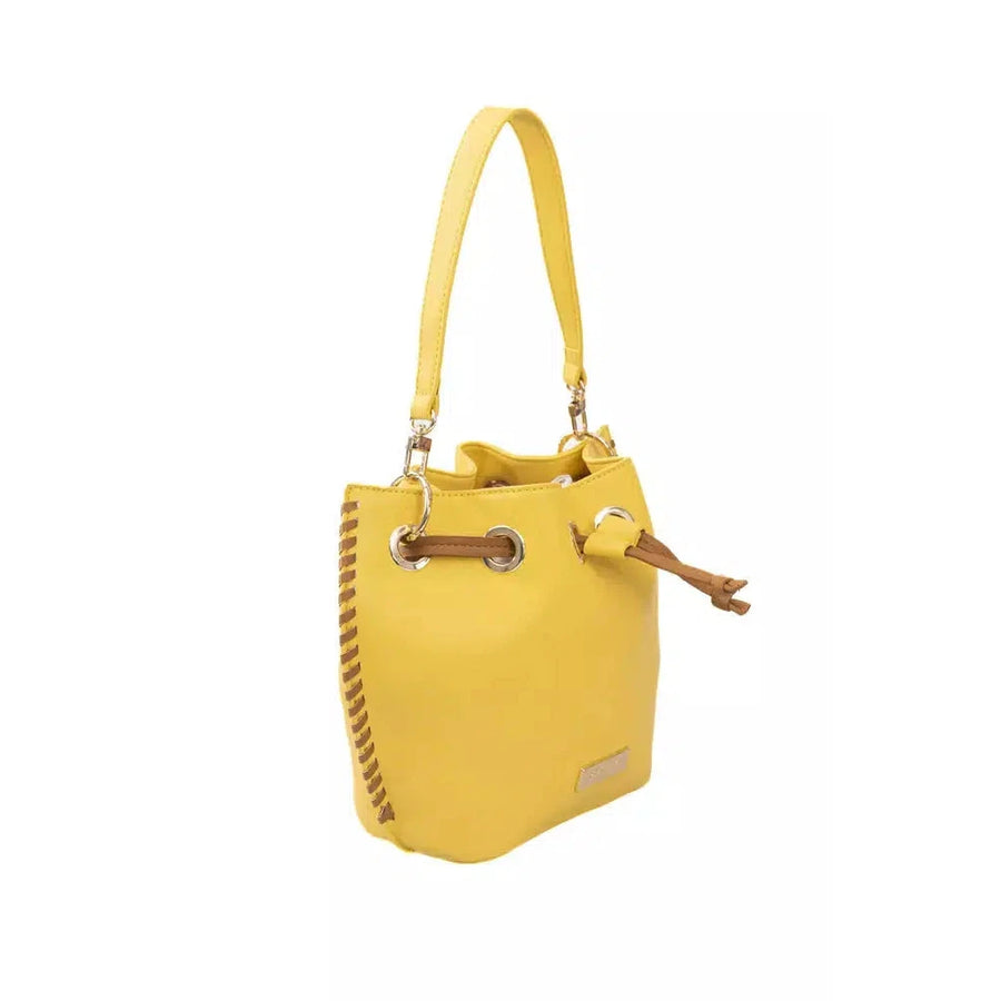 Baldinini Trend Golden Detail Yellow Shoulder Bag