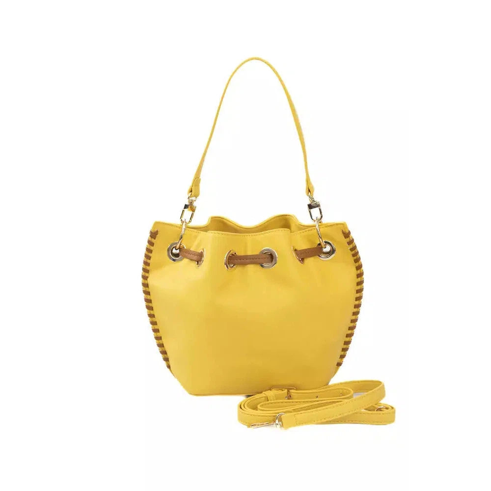 Baldinini Trend Golden Detail Yellow Shoulder Bag