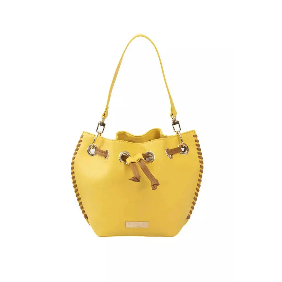 Baldinini Trend Golden Detail Yellow Shoulder Bag