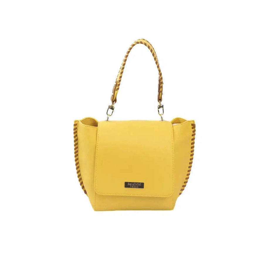 Baldinini Trend Elegant Yellow Shoulder Flap Bag with Golden Details