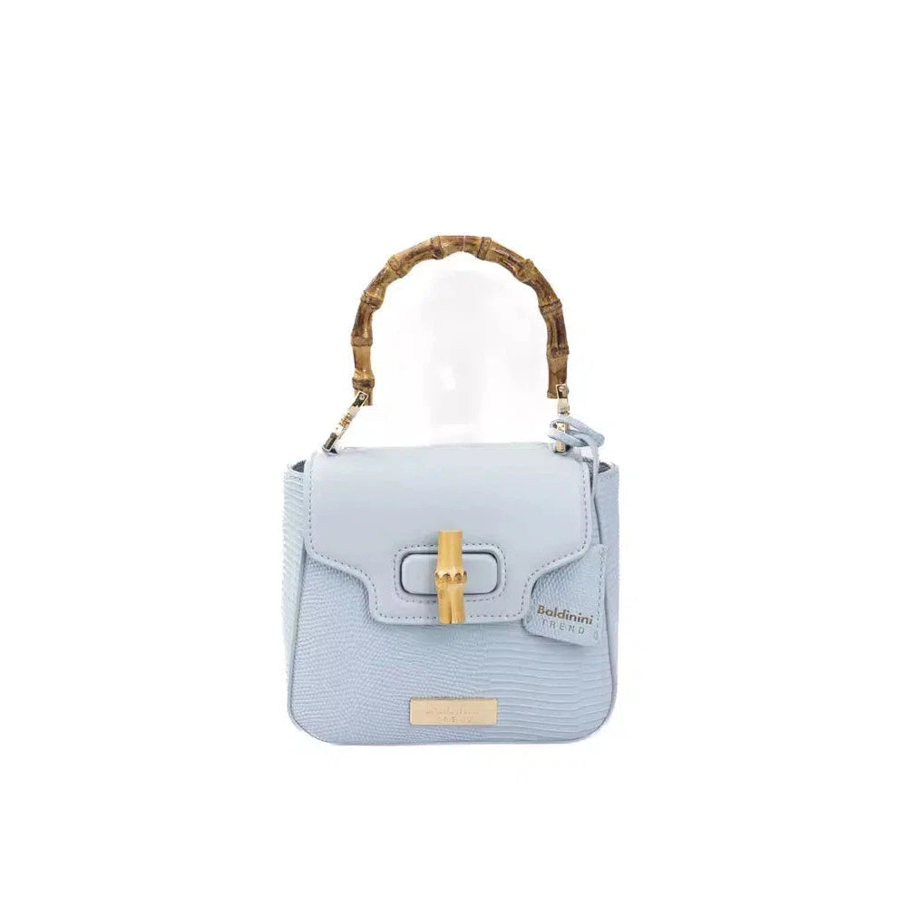 Baldinini Trend Elegant Light Blue Shoulder Bag with Golden Accents