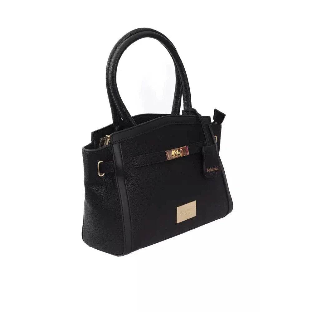 Baldinini Trend Elegant Black Shoulder Bag with Golden Accents