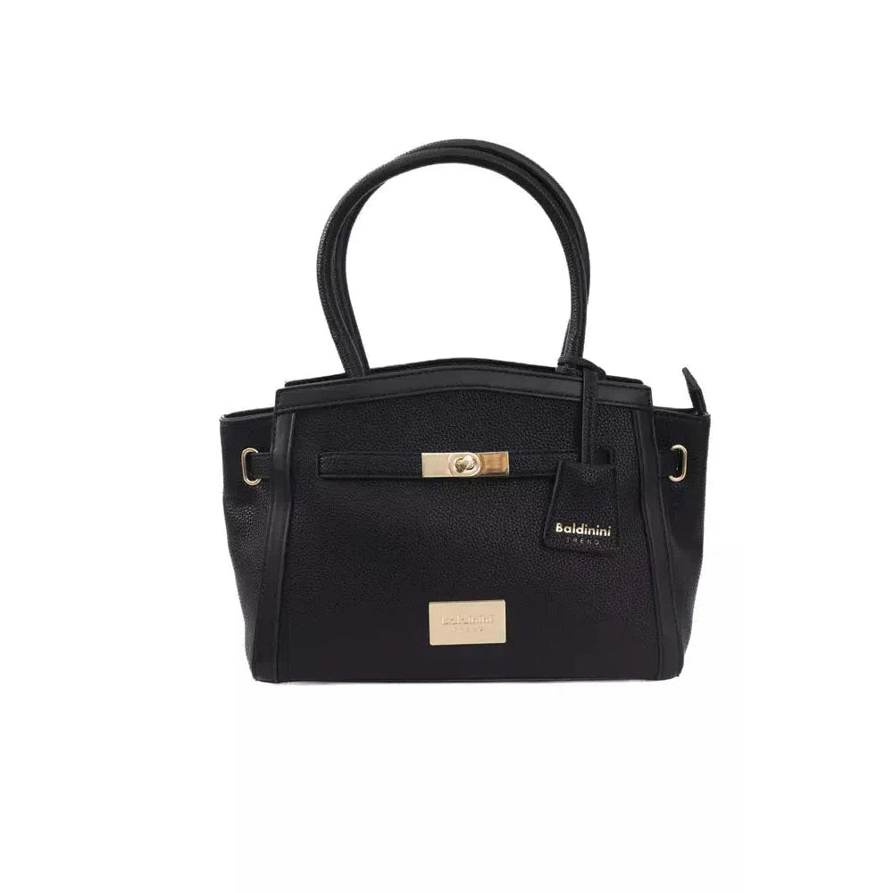 Baldinini Trend Elegant Black Shoulder Bag with Golden Accents