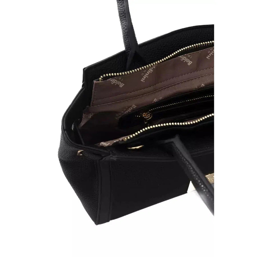 Baldinini Trend Elegant Black Shoulder Bag with Golden Accents