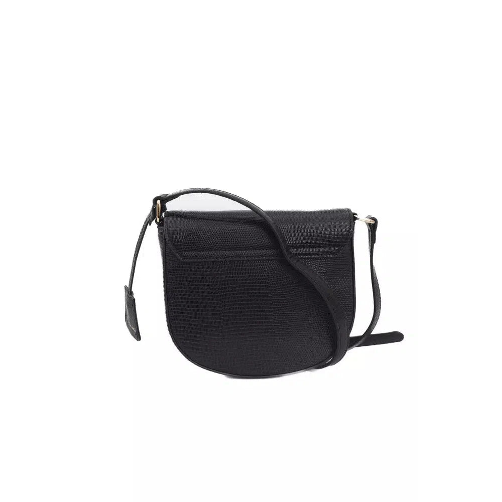 Baldinini Trend Elegant Black Shoulder Flap Bag with Golden Accents