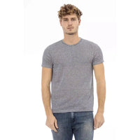 Distretto12 Elegant Blue Linen Blend Crew Neck Tee