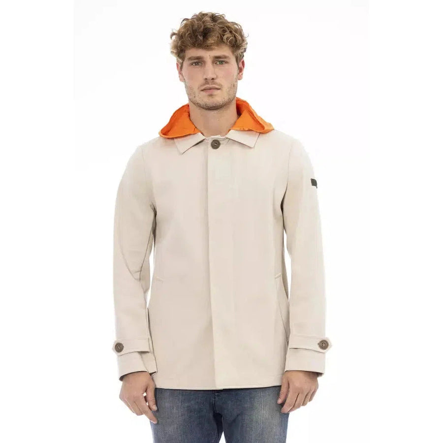 Distretto12 Beige Waterproof Hooded Jacket with Backpack Braces