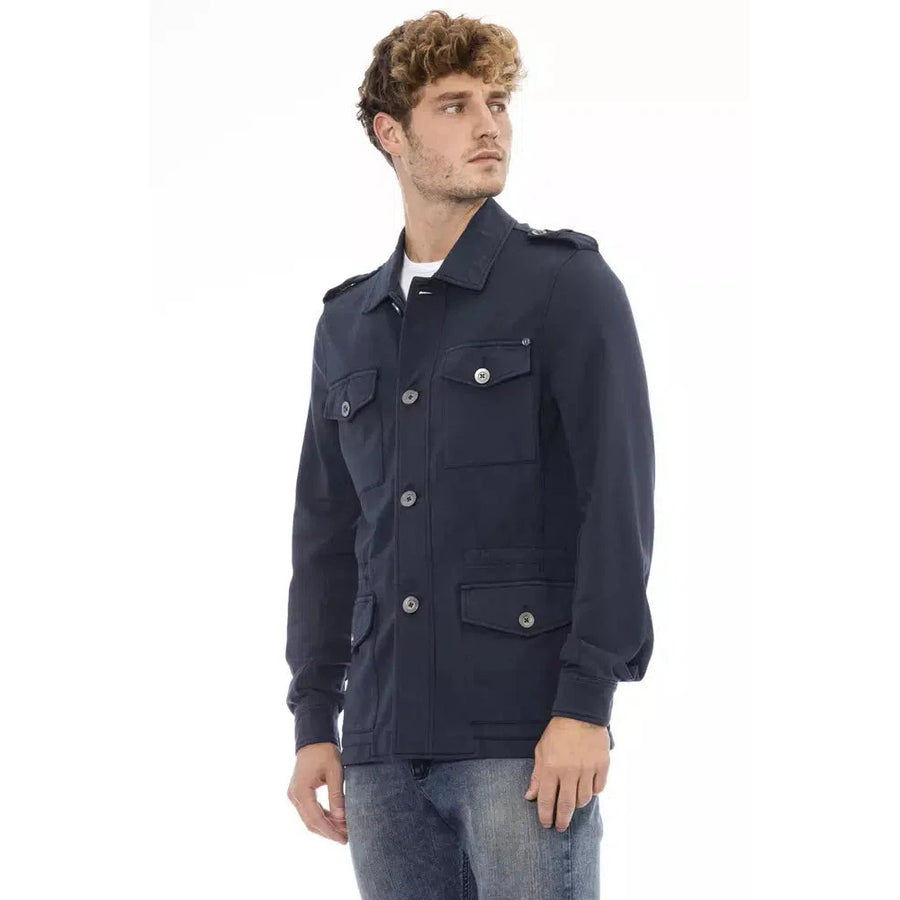 Distretto12 Sleek Cotton Blend Blue Jacket