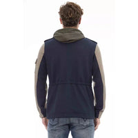 Distretto12 Chic Blue Hooded Jacket with Backpack Braces