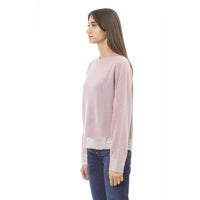 Baldinini Trend Chic Crew Neck Monogram Sweater in Pink