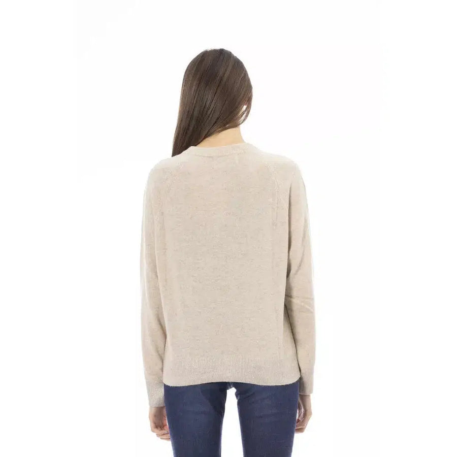 Baldinini Trend Elegant Beige Crew Neck Sweater for Women