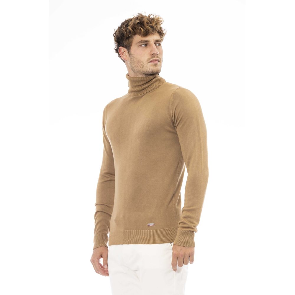 Baldinini Trend Beige Modal-Cashmere Turtleneck Sweater