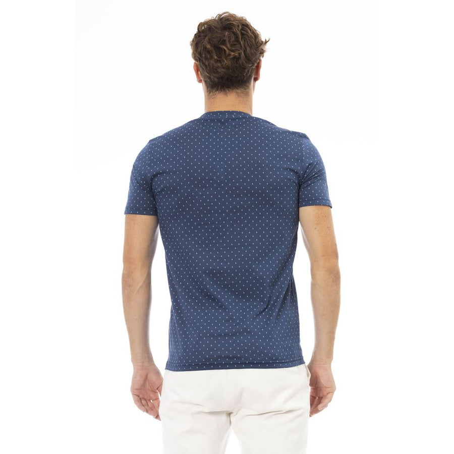 Baldinini Trend Sleek Blue Cotton Tee with Chic Front Print