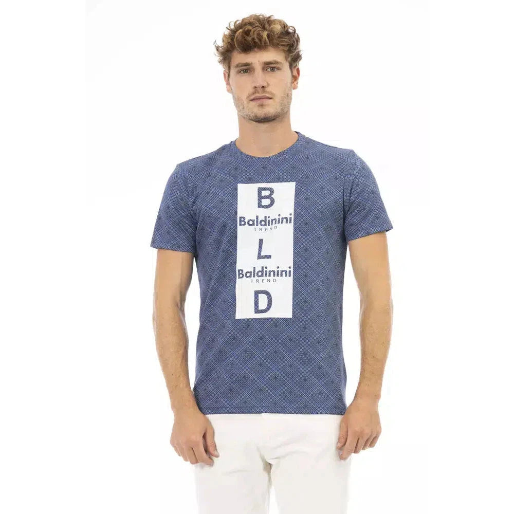 Baldinini Trend Elevated Blue Cotton Tee with Front Print