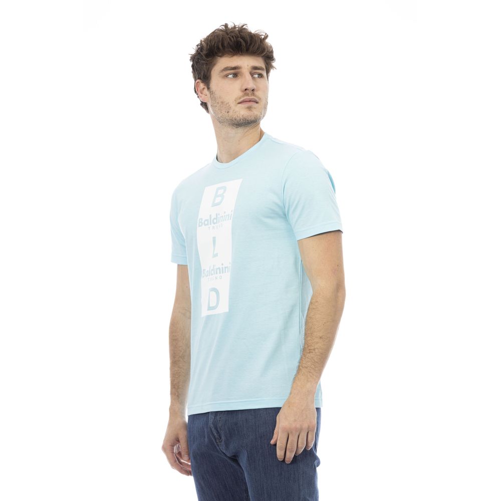 Baldinini Trend Chic Light Blue Cotton Tee with Front Print