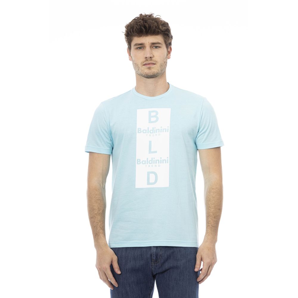 Baldinini Trend Chic Light Blue Cotton Tee with Front Print