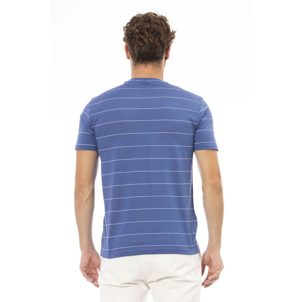 Baldinini Trend Elegant Blue Cotton Tee with Exclusive Print